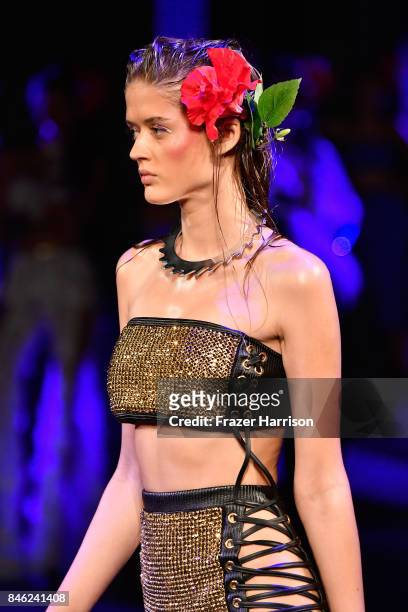 Model walks the runway for The Blonds fashion show during New York Fashion Week: The Shows at Gallery 1, Skylight Clarkson Sq on September 12, 2017...