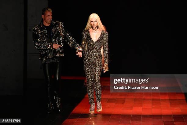 David Blond and Phillippe Blond walk the runway for The Blonds fashion show during New York Fashion Week: The Shows at Gallery 1, Skylight Clarkson...