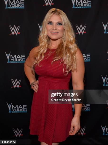 Hall of Famer Beth Phoenix appears on the red carpet of the WWE Mae Young Classic on September 12, 2017 in Las Vegas, Nevada.