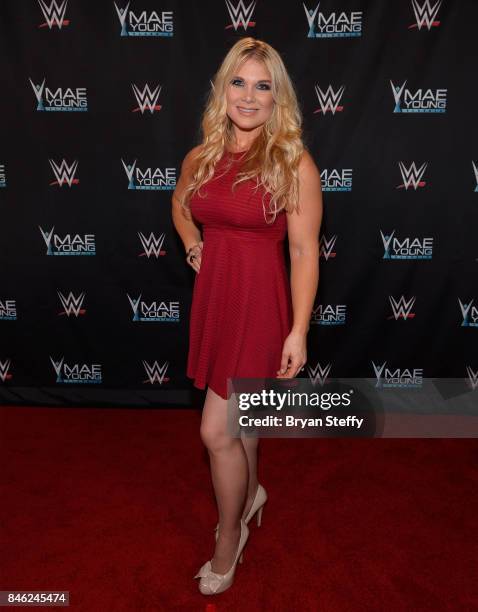 Hall of Famer Beth Phoenix appears on the red carpet of the WWE Mae Young Classic on September 12, 2017 in Las Vegas, Nevada.