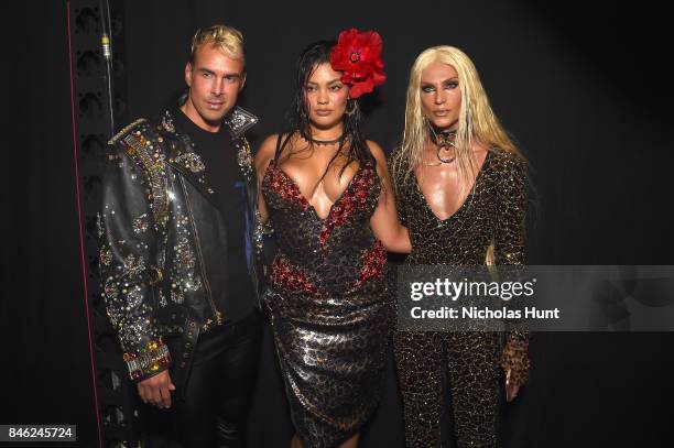 David Blond and Phillipe Blond pose backstage at the Blonds fashion show during New York Fashion Week: The Shows at Gallery 1, Skylight Clarkson Sq...