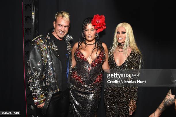 David Blond and Phillipe Blond pose backstage at the Blonds fashion show during New York Fashion Week: The Shows at Gallery 1, Skylight Clarkson Sq...