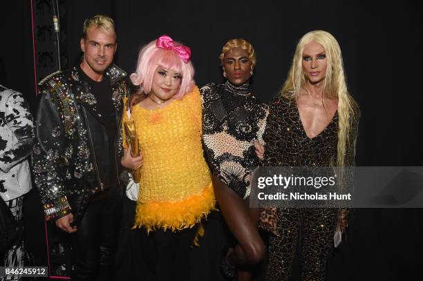 David Blond and Phillipe Blond pose backstage runway for The Blonds fashion show during New York Fashion Week: The Shows at Gallery 1, Skylight...