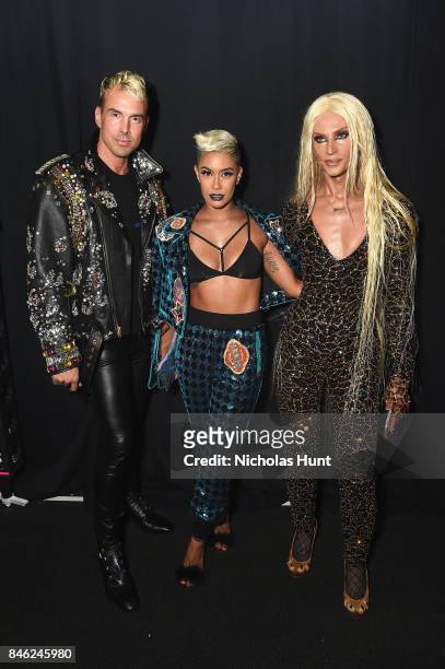 David Blond and Phillipe Blond pose backstage runway for The Blonds fashion show during New York Fashion Week: The Shows at Gallery 1, Skylight...