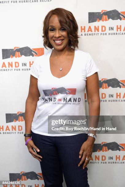 In this handout photo provided by Hand in Hand, Gayle King caption at ABC News' Good Morning America Times Square Studio on September 12, 2017 in New...