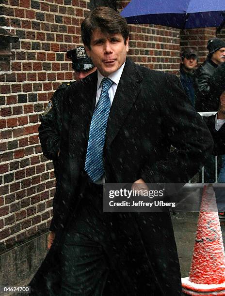 Ex-Illinois Governor Rod Blagojevich visits "Late Show with David Letterman" at the Ed Sullivan Theatre on February 3, 2009 in New York City.