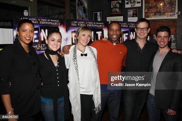 Renee Goldsberry, Andrea Goss, Tracy McDowell, Rodney Hicks, Jay Wilkison and Adam Kantor attend the "RENT: Filmed Live on Broadway" DVD release...