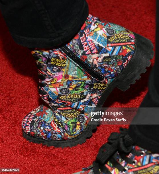 Superstar Becky Lynch, shoe detail, appears on the red carpet of the WWE Mae Young Classic on September 12, 2017 in Las Vegas, Nevada.