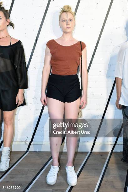 Model poses at the Berenik presentation during New York Fashion Week on September 12, 2017 in New York City.