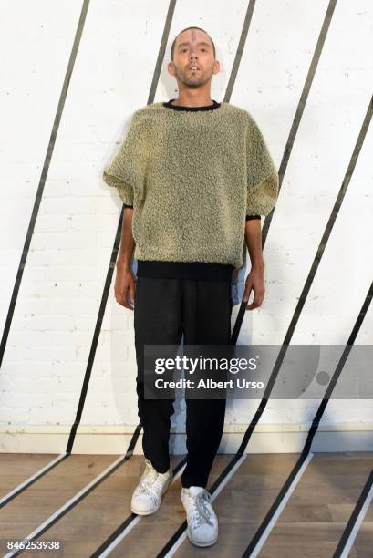 Model poses at the Berenik presentation during New York Fashion Week on September 12, 2017 in New York City.