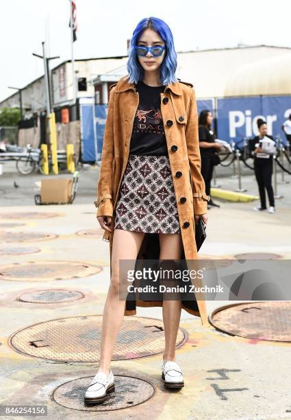 Irene Kim is seen outside the Coach show during New York Fashion Week: Women's S/S 2018 on September 12, 2017 in New York City.