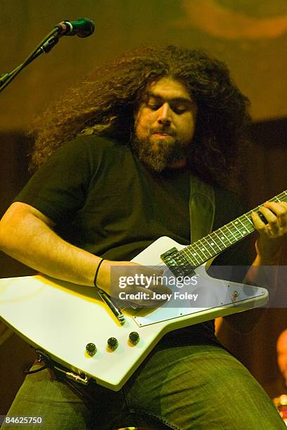 Claudio Sanchez of Coheed and Cambria performs in concert at the Pepsi Coliseum on February 3, 2009 in Indianapolis.