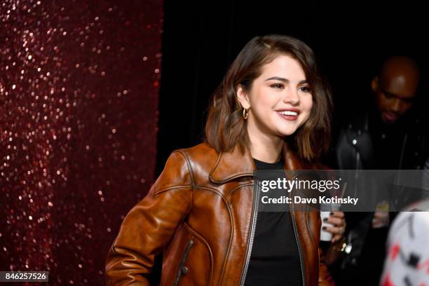 Selena Gomez attends Coach Spring 2019 fashion show during New York Fashion Week at Basketball City - Pier 36 - South Street on September 12, 2017 in...