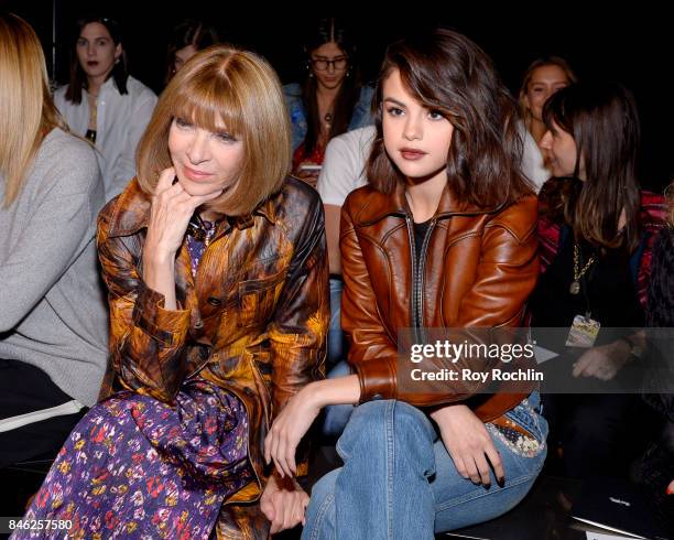 Anna Wintour and Selena Gomez attend Coach Spring 2019 fashion show during New York Fashion Week at Basketball City - Pier 36 - South Street on...