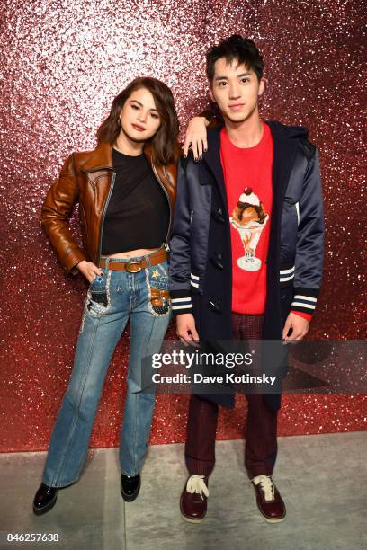 Selena Gomez and Timmy Xu attend Coach Spring 2019 fashion show during New York Fashion Week at Basketball City - Pier 36 - South Street on September...