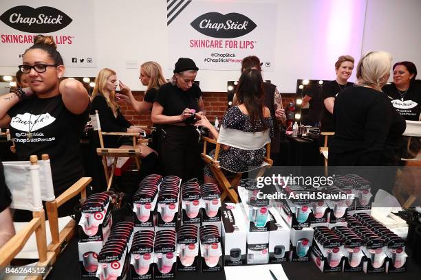 Models prepare backstage at Momentum By Timo Weiland during New York Fashion Week at Metropolitan West on September 12, 2017 in New York City.