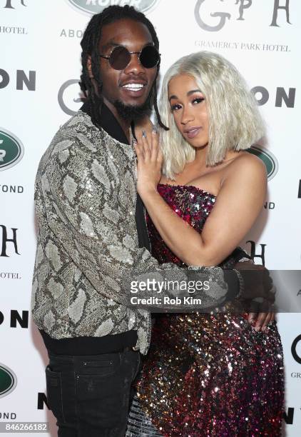 Offset and Cardi B attend NYLON's Rebel Fashion Party, powered by Land Rover, at Gramercy Terrace at Gramercy Park Hotel on September 12, 2017 in New...