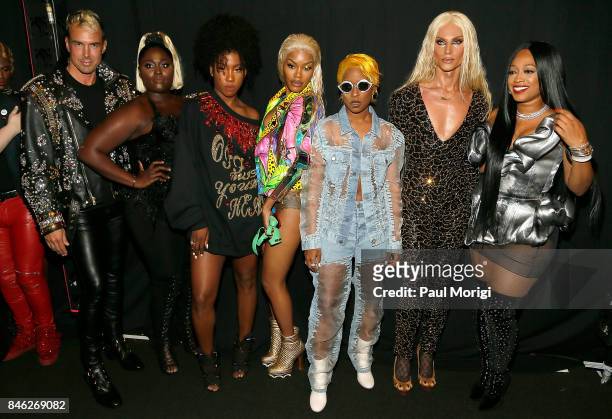 David Blond, Danielle Brooks, Teyana Taylor, Dej Loaf, Phillipe Blond and Trina pose backstage The Blonds fashion show during New York Fashion Week:...