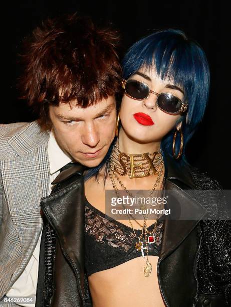 Matt Shultz of Cage The Elephant and Sita Abellan backstage at The Blonds fashion show during New York Fashion Week: The Shows at Gallery 1, Skylight...