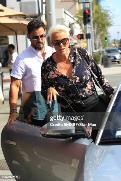 Brigitte Nielsen and Mattia Dessi are seen on September 12, 2017 in Los Angeles, California