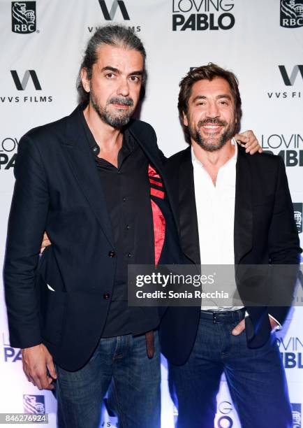 Fernando Leon de Aranoa and Javier Bardem attend the RBC hosted "Loving Pablo" cocktail party at RBC House Toronto Film Festival 2017 on September...