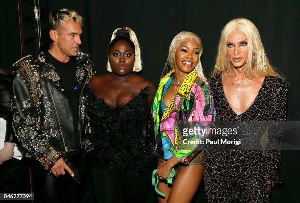 David Blond, Danielle Brooks, Teyana Taylor and Phillipe Blond pose backstage at The Blonds fashion show during New York Fashion Week: The Shows at...