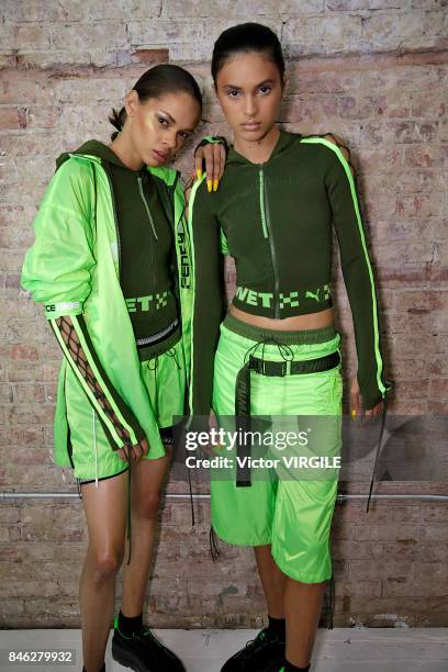Model backstage at Fenty Puma By Rihanna Spring/Summer 2018 fashion show during New York Fashion Week on September 10, 2017 in New York City.