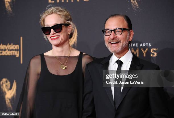 Alexis Bloom and Fisher Stevens attend the 2017 Creative Arts Emmy Awards at Microsoft Theater on September 9, 2017 in Los Angeles, California.