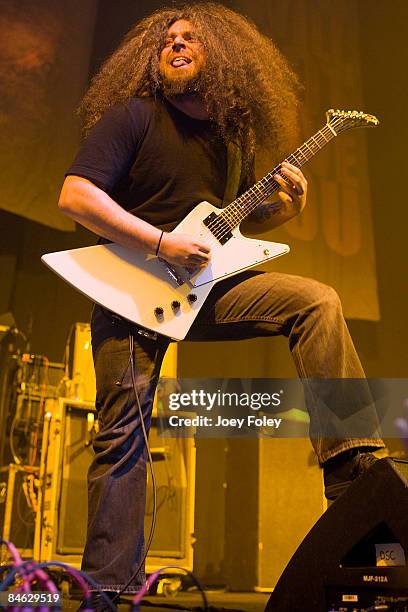 Claudio Sanchez of Coheed and Cambria performs in concert at the Pepsi Coliseum on February 3, 2009 in Indianapolis.