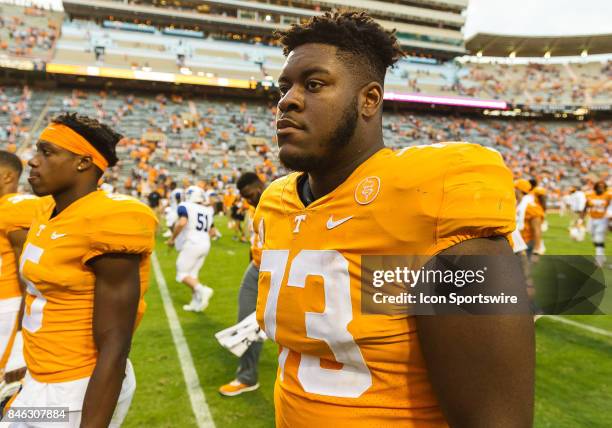 Tennessee Volunteers offensive lineman Trey Smith during a game between the Indiana State Sycamores and Tennessee Volunteers on September 9 at...