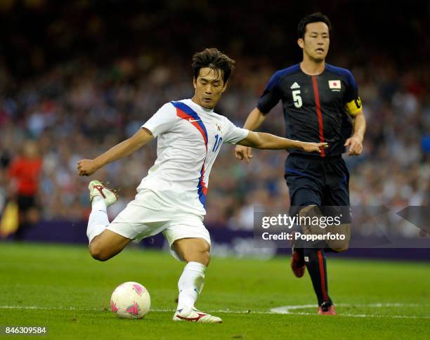 Chuyoung Park of Korea in action during the Men's Football Bronze Medal match between Korea Republic and Japan on Day 14 of the London 2012 Olympic...