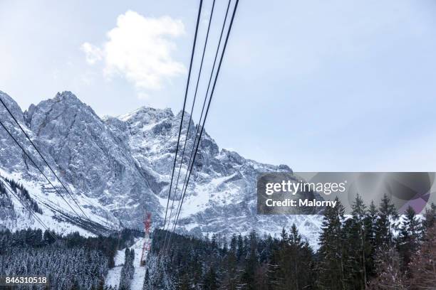 cable car at zugspitze. zugspitze, bavaria, germany. amateur winter sports - tellerlift stock-fotos und bilder