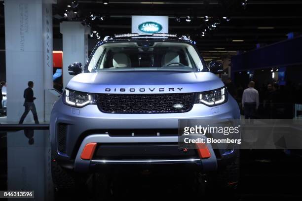 Land Rover Discovery sports utility vehicle sits on the Jaguar Land Rover Plc stand during the first media preview day of the IAA Frankfurt Motor...