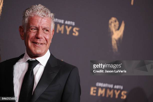 Anthony Bourdain attends the 2017 Creative Arts Emmy Awards at Microsoft Theater on September 9, 2017 in Los Angeles, California.