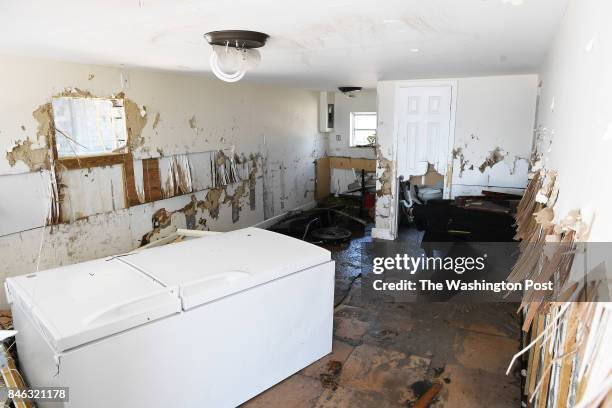 The interior of the damaged home of Kevin and Ely Chavez is seen in the Tavernier area located in the Florida Keys on Tuesday September 12, 2017 in...