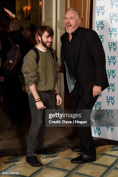 James Buckley and Greg Davies attend the UKTV Live 2017 photocall at Claridges Hotel on September 13, 2017 in London, England. Broadcaster announces...