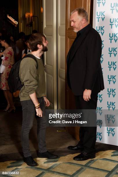 James Buckley and Greg Davies attend the UKTV Live 2017 photocall at Claridges Hotel on September 13, 2017 in London, England. Broadcaster announces...