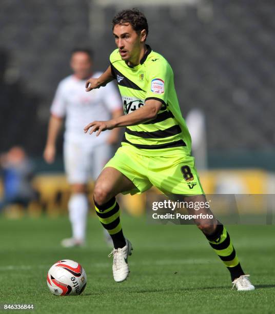 Ed Upson of Yeovil Town in action during the npower League One match between MK Dons and Yeovil Town at Stadium mk on September 15, 2012 in Milton...