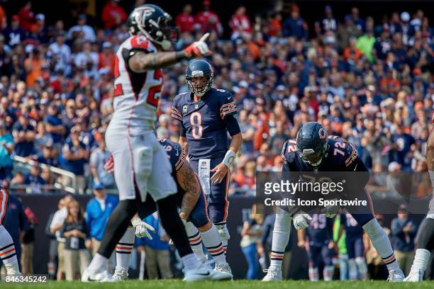 Chicago Bears quarterback Mike Glennon calls for a play during an NFL football game between the Atlanta Falcons and the Chicago Bears on September...