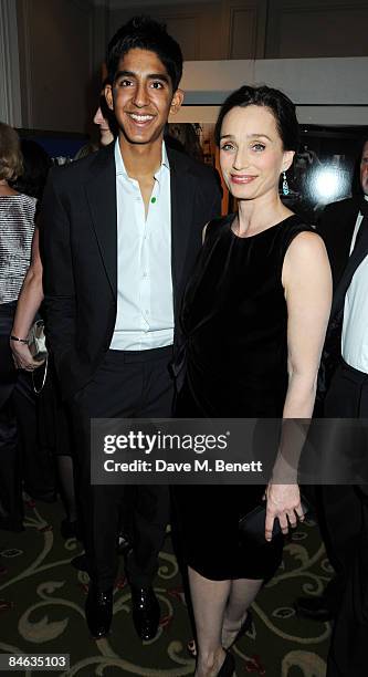 Dev Patel and Kristen Scott Thomas arrive at the The London Critics' Circle Film Awards 2009, at the Grosvenor House Hotel on February 4, 2009 in...