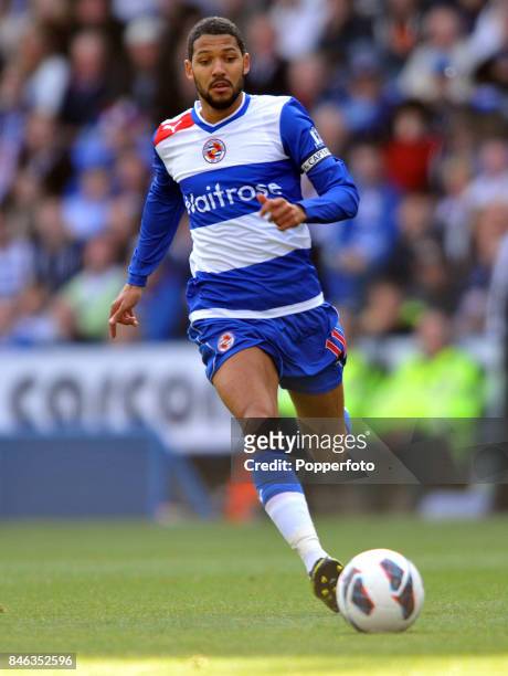 Jobi McAnuff of Reading in action during the Barclays Premier League match between Reading and Newcastle United at Madejski Stadium on September 29,...