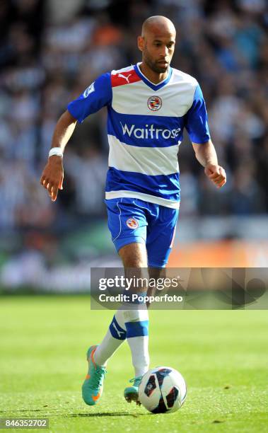 Jimmy Kebe of Reading in action during the Barclays Premier League match between Reading and Newcastle United at Madejski Stadium on September 29,...