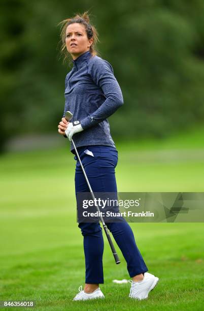 Joanna Klatten of France plays a shot during the pro - am prior to the start of The Evian Championship at Evian Resort Golf Club on September 13,...