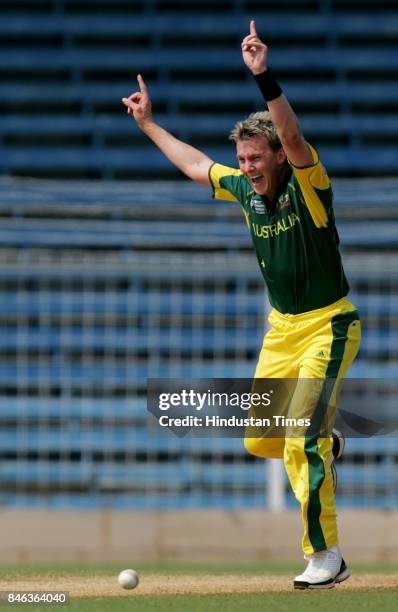 Australia's Brett Lee during a practice match against Maharashtra in the ICC Champions Trophy.