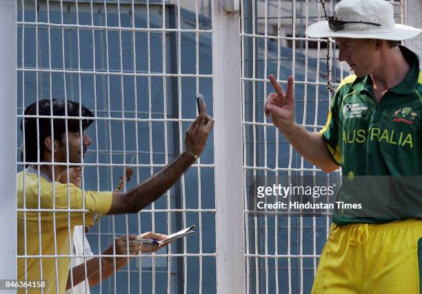 Australia's Brett Lee during a practice match against Maharashtra in the ICC Champions Trophy.