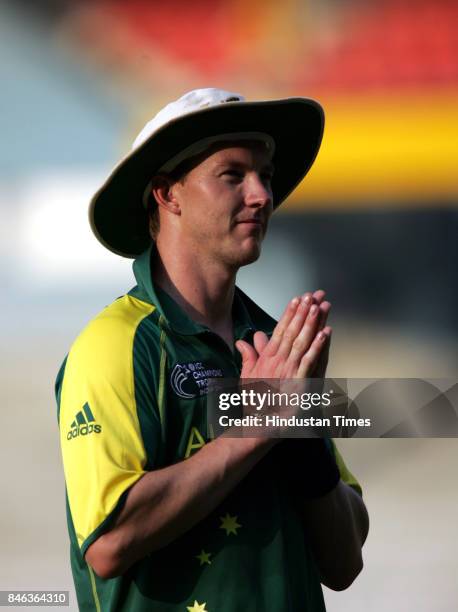 Australia's Brett Lee during a practice match against Maharashtra in the ICC Champions Trophy.