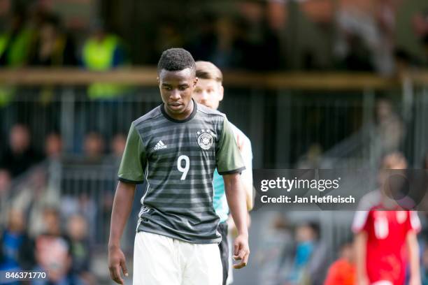 Youssoufa Moukoko of Germany during the International Friendly match between U16 Germany and U16 Austria on September 13, 2017 in Zell am Ziller,...