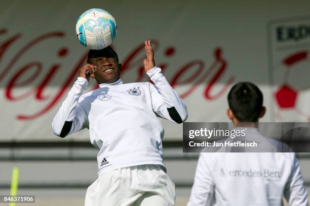 Youssoufa Moukoko of Germany during the International Friendly match between U16 Germany and U16 Austria on September 13, 2017 in Zell am Ziller,...