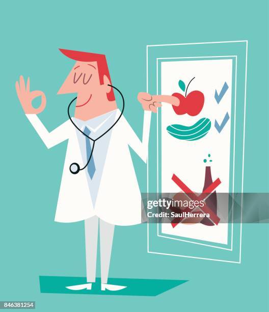 ilustraciones, imágenes clip art, dibujos animados e iconos de stock de médico nutricionista - nutricionista