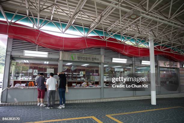 Horse racing newspaper and magazine selling at Seoul Racecourse on September 9, 2017 in Seoul, South Korea. The 2nd Korea Autumn Racing Carnival take...